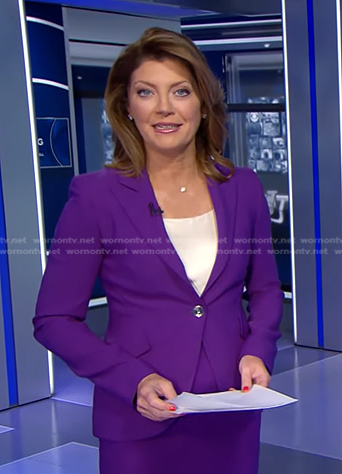 Norah’s purple blazer on CBS Evening News