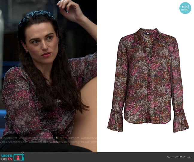 Paige Abriana Blouse in Dark Magenta worn by Lena Luthor (Katie McGrath) on Supergirl