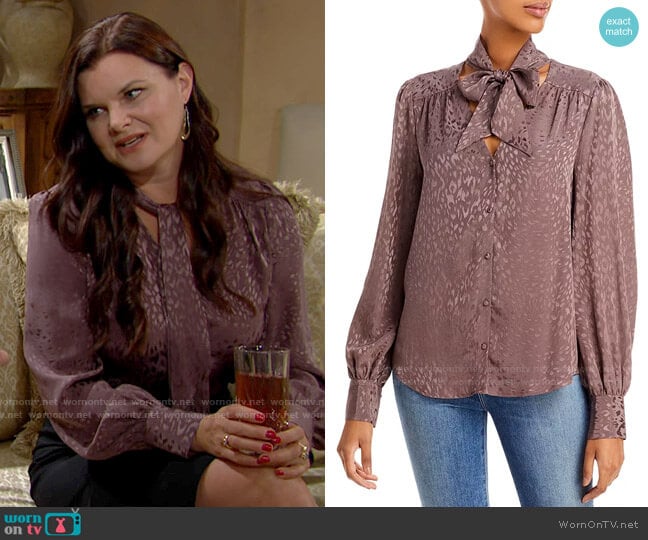 Paige Cleobelle Blouse in Truffle worn by Katie Logan (Heather Tom) on The Bold and the Beautiful