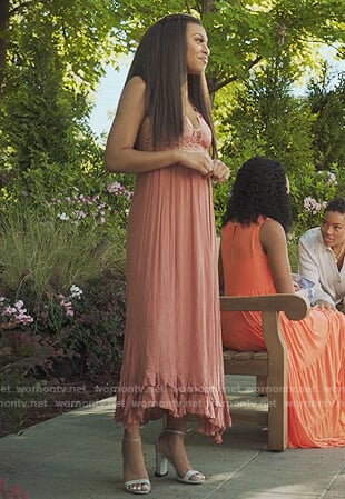 pink lace maxi dress on Our Kind of People