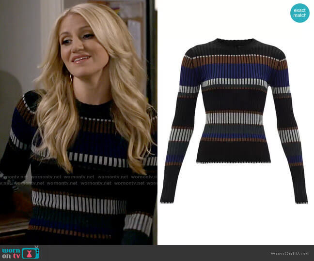 Proenza Schouler Striped Crewneck Sweater worn by Gina Dabrowski (Annaleigh Ashford) on B Positive