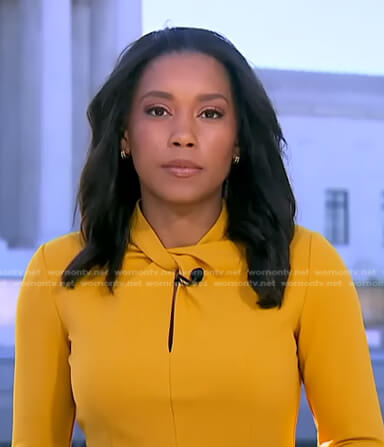 Rachel's yellow twisted neckline dress on Good Morning America