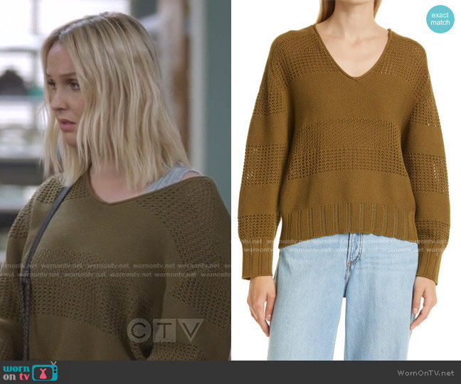 Faye Stripe V-Neck Sweater by Rag & Bone worn by Jo Wilson (Camilla Luddington) on Greys Anatomy