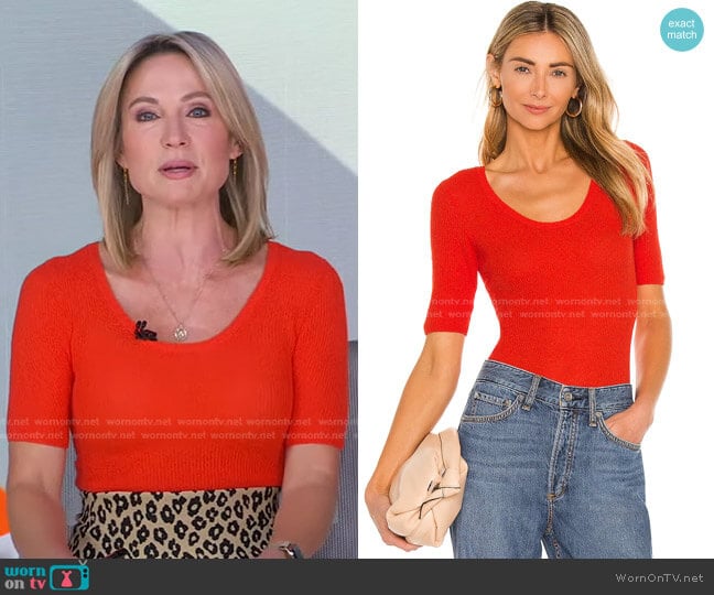 Sunny Scoop Neck Top by Rag & Bone worn by Amy Robach on Good Morning America