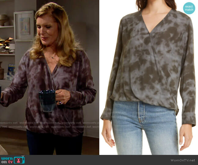 Rails Hillary Surplice Tie Dye Top worn by Sheila Carter (Kimberlin Brown) on The Bold and the Beautiful