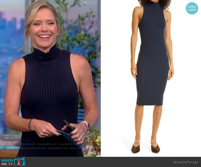 Regina Ribbed Body-Con Sleeveless Sweater Dress by Ramy Brook worn by Sara Haines on The View