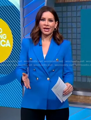 Rebecca’s blue double breasted blaer on Good Morning America
