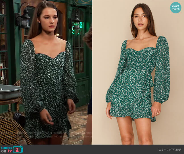 Cammi floral-print minidress by Reformation worn by Esme (Avery Kristen Pohl) on General Hospital