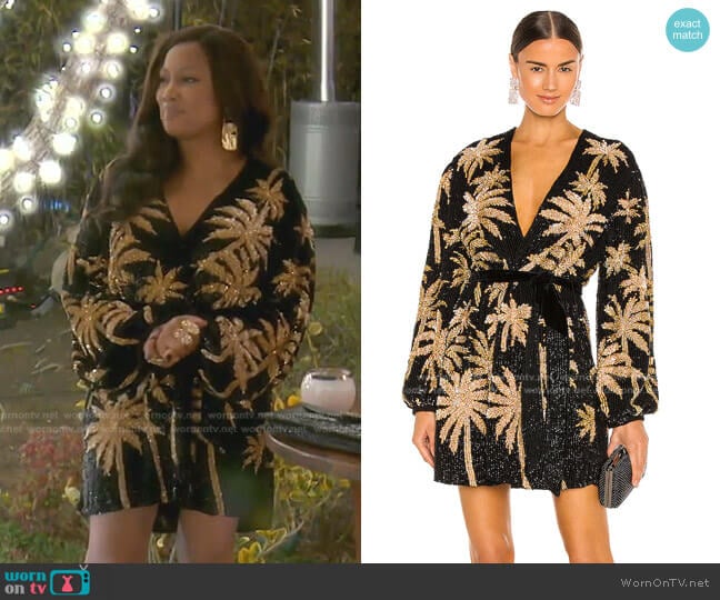 Gabrielle Robe Dress by Retrofete worn by Garcelle Beauvais on The Real Housewives of Beverly Hills