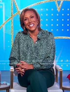 Robin's green animal print blouse on Good Morning America