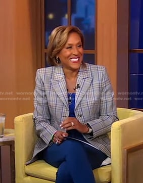 Robin's grey and blue plaid blazer on Good Morning America