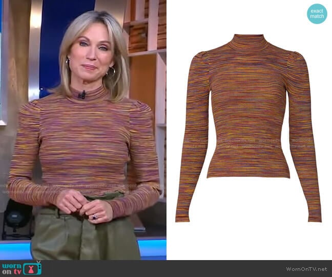 Octavia Top by Ronny Kobo worn by Amy Robach on Good Morning America