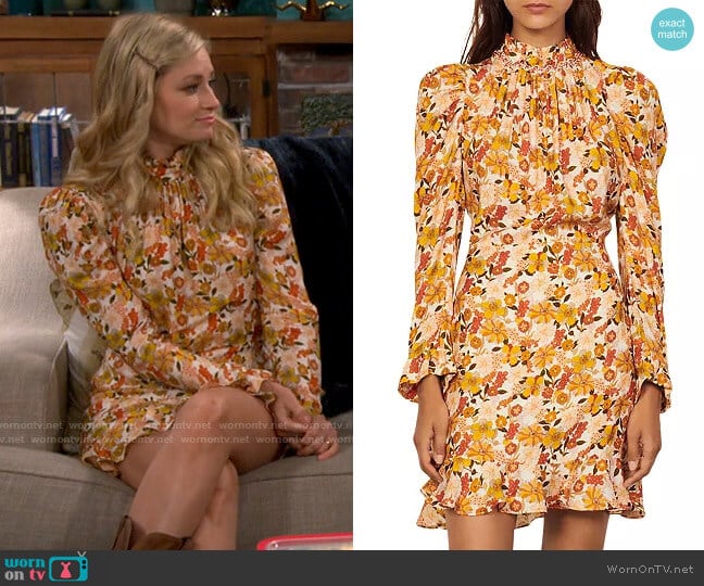 Sandro Grace Dress worn by Gemma (Beth Behrs) on The Neighborhood