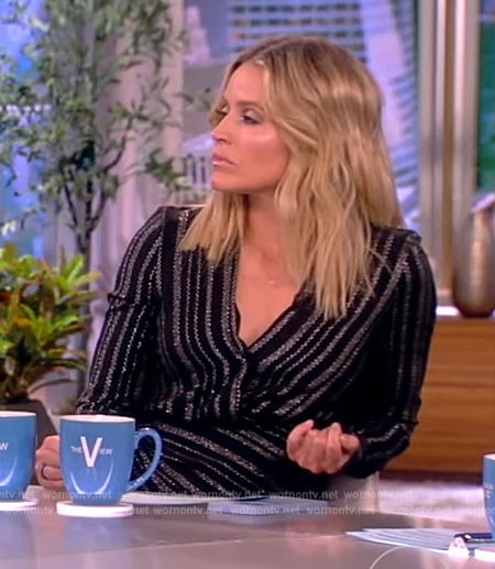 Sara's black metallic stripe dress on The View