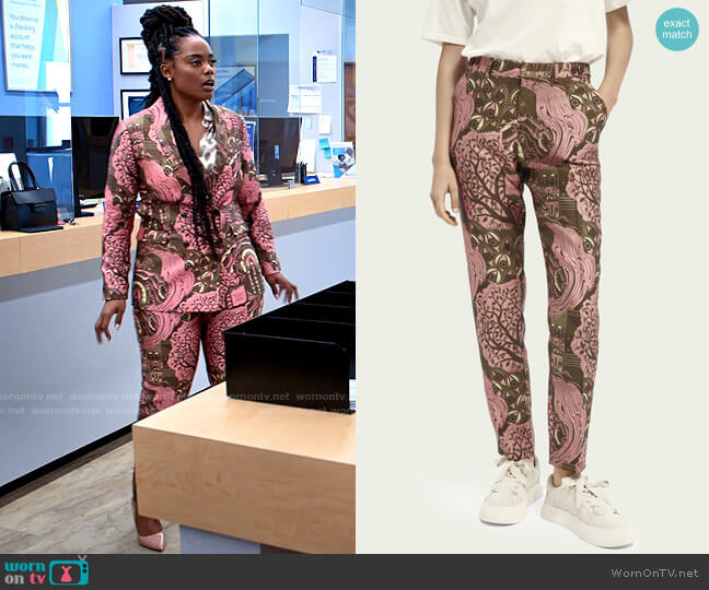 Scotch & Soda Lowry Slim-fit Print Trousers worn by Sabrina Hollins (Novi Brown) on Tyler Perrys Sistas