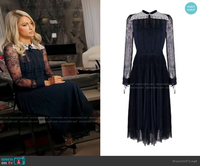 Lace-Collared Midi Dress by Self Portrait worn by Paris Hilton on GMA