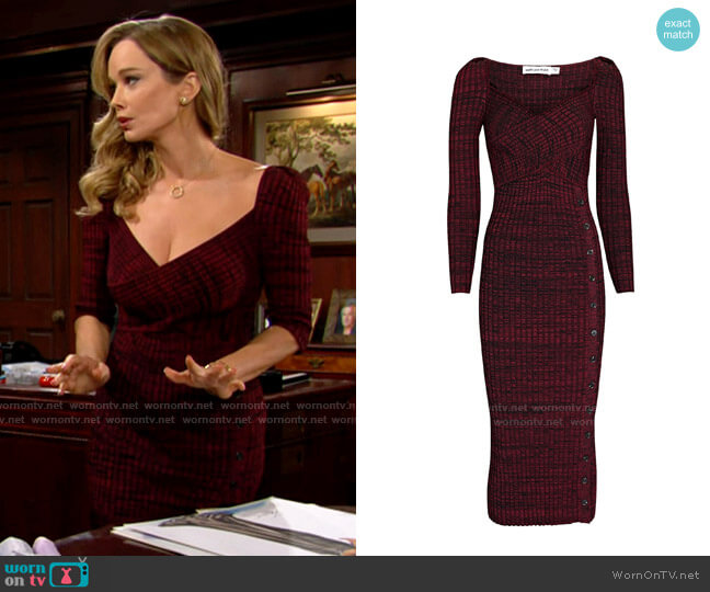 Self Portrait Ribbed Knit Midi Dress worn by Donna Logan (Jennifer Gareis) on The Bold and the Beautiful