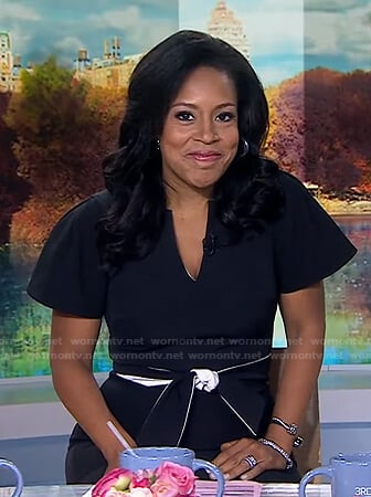 Sheinelle’s black v-neck tie waist dress on Today