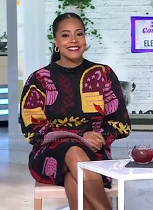 Sheinelle’s black printed sweater dress on Today