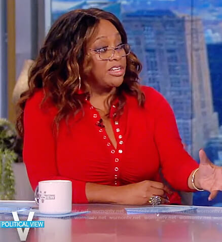 Sherri Sheapherd’s red button front blouse on The View