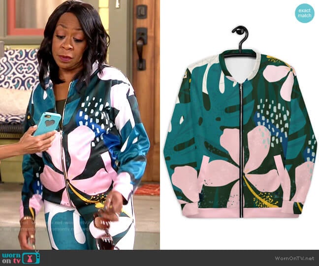 Simi Sienna Kalimeris Bomber Jacket worn by Tina Butler (Tichina Arnold) on The Neighborhood