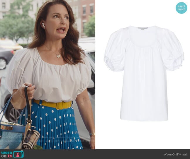 Stella McCartney Puff-sleeve Cotton Top worn by Charlotte York (Kristin Davis) on And Just Like That