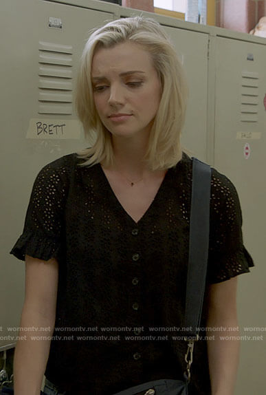 Sylvie's black eyelet top on Chicago Fire