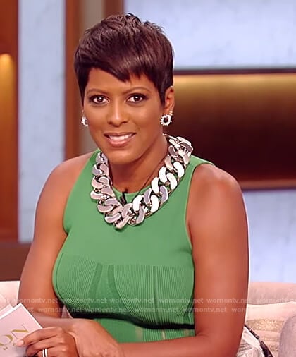 Tamron’s green knit tank on The Tamron Hall Show