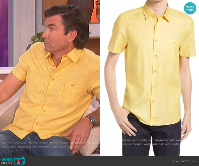 Civiche Linen & Cotton Button-Up Shirt by Ted Baker worn by Jerry O'Connell on The Talk worn by Jerry O'Connell on The Talk