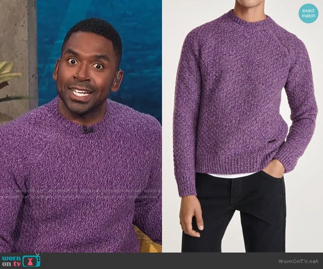 Wool Sweater with a Honeycomb Texture by The Kooples worn by Justin Sylvester on E! News