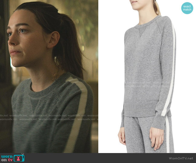 Cashmere Athletic Striped Sweater by Theory worn by Love Quinn (Victoria Pedretti) on You