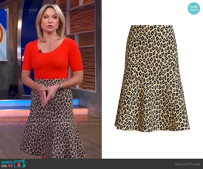 WornOnTV: Amy’s red coop neck top and leopard print skirt on Good ...