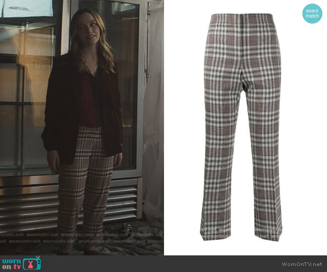 Checked Trousers by Theory worn by Love Quinn (Victoria Pedretti) on You