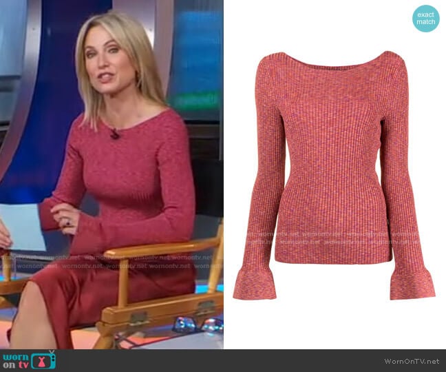 Ribbed Knit Jumper by Theory worn by Amy Robach on Good Morning America