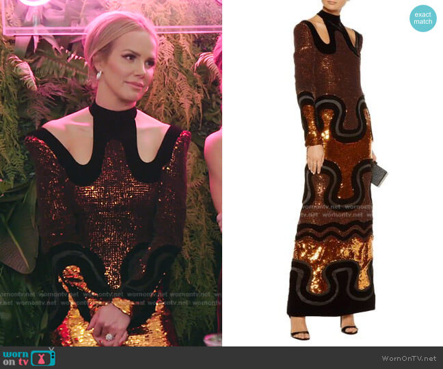 Cutout Sequined Velvet Gown by Tom Ford worn by Angie Harrington on RHOSLC