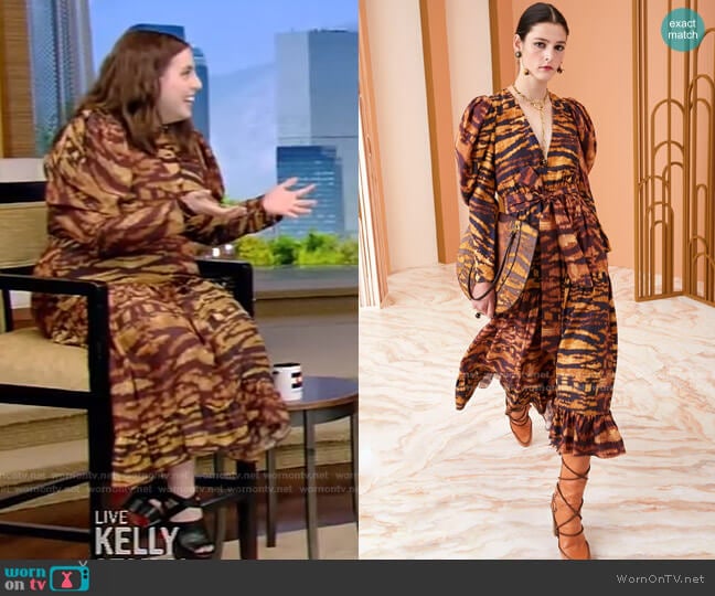 Leyla Dress by Ulla Johnson worn by Beanie Feldstein on Live with Kelly and Ryan