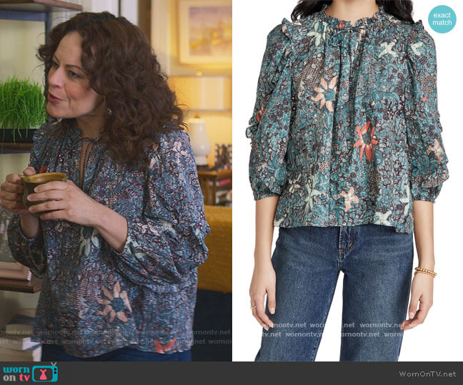 WornOnTV: Sharon’s blue floral print blouse on The Baby-Sitters Club ...