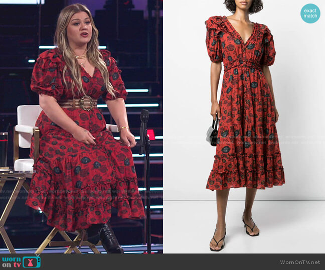 Irvette Dress by Ulla Johnson worn by Kelly Clarkson on The Voice