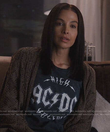 Tina’s black AC DC graphic tee on Queens