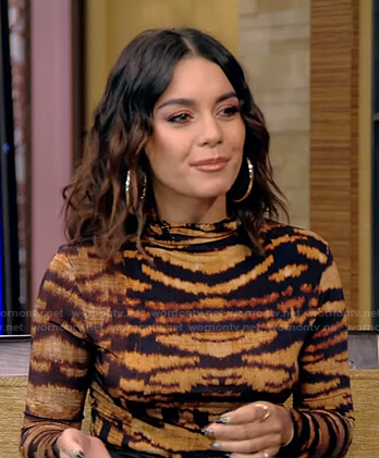 Vanessa Hudgens’s tiger print top on Live with Kelly and Ryan