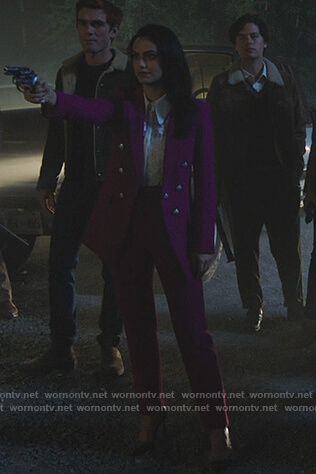 Veronica's pink double breasted blazer on Riverdale