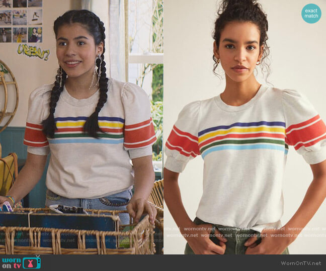 Dawn’s white stripe tee on The Baby-Sitters Club