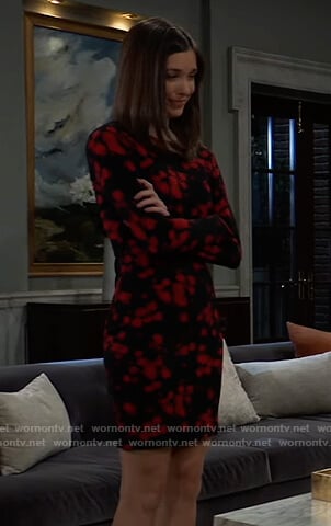 Willow’s black and red floral print dress on General Hospital