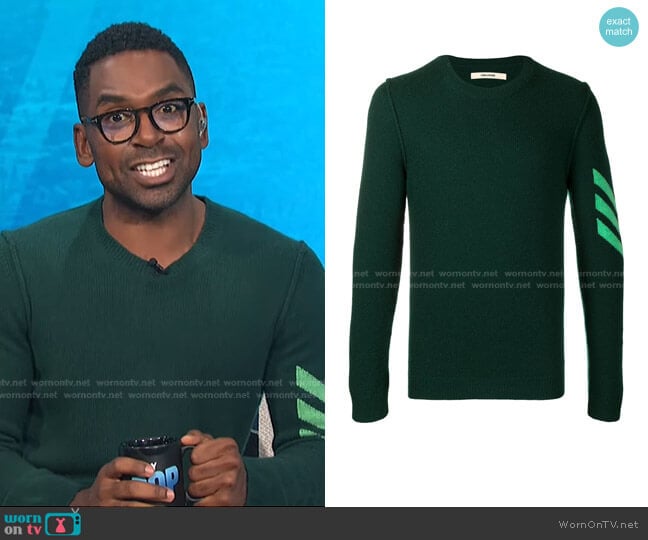 Kennedy Intarsia Arrow Jumper In Green by Zadig & Voltaire worn by Justin Sylvester on E! News