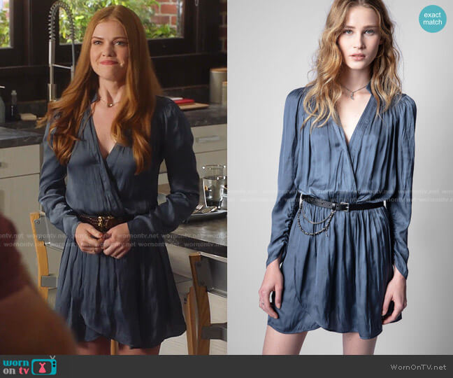 Reveal Satin Short Dress by Zadig & Voltaire worn by Megan West on 9-1-1