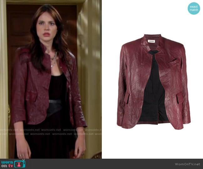 Zadig & Voltaire Verys Crinkle Effect Jacket worn by Tessa Porter (Cait Fairbanks) on The Young and the Restless