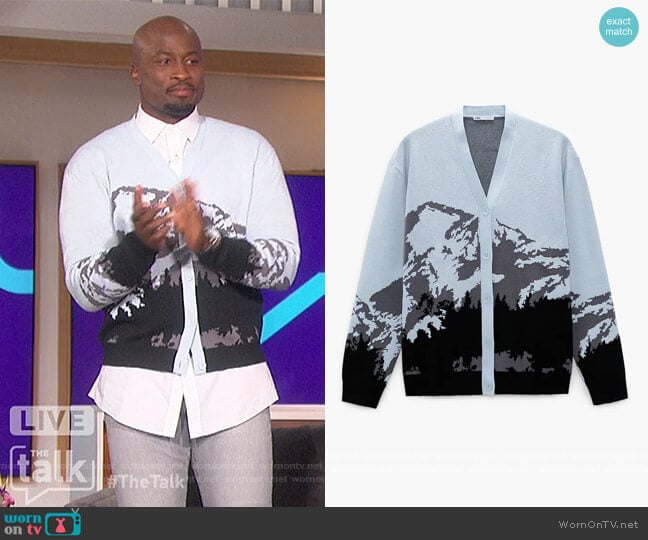 Mountain Jacquard Cardigan by Zara worn by Akbar Gbajabiamila on The Talk