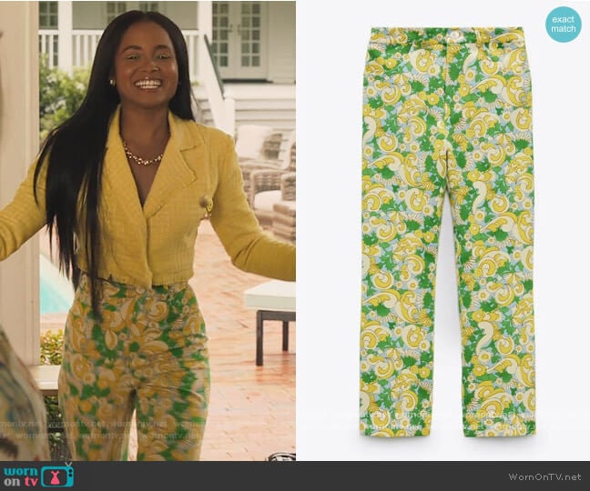 Green Floral Pants by Zara worn by Lauren Dupont (Rhyon Nicole Brown) on Our Kind of People