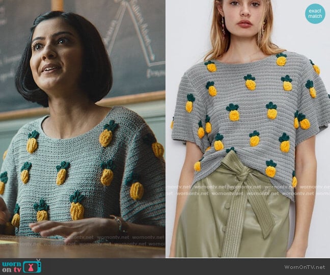 Pineapple knit crochet Top by Zara