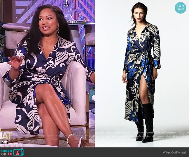 Printed Shirt Dress by Zara worn by Garcelle Beauvais on The Real